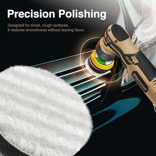 24PCS Multi-Size Polishing Pad Kit – 1/1.5/2 Inch Foam Wool Buffing Pads for