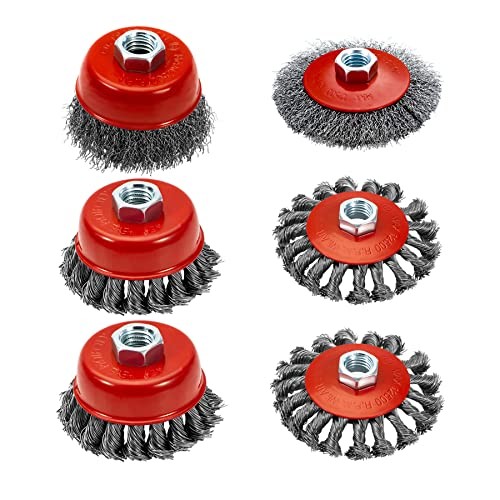 4 1/2″ Angle Grinder Wire Wheel Set – 4 Inch & 3 Inch Knotted Coarse Crimped