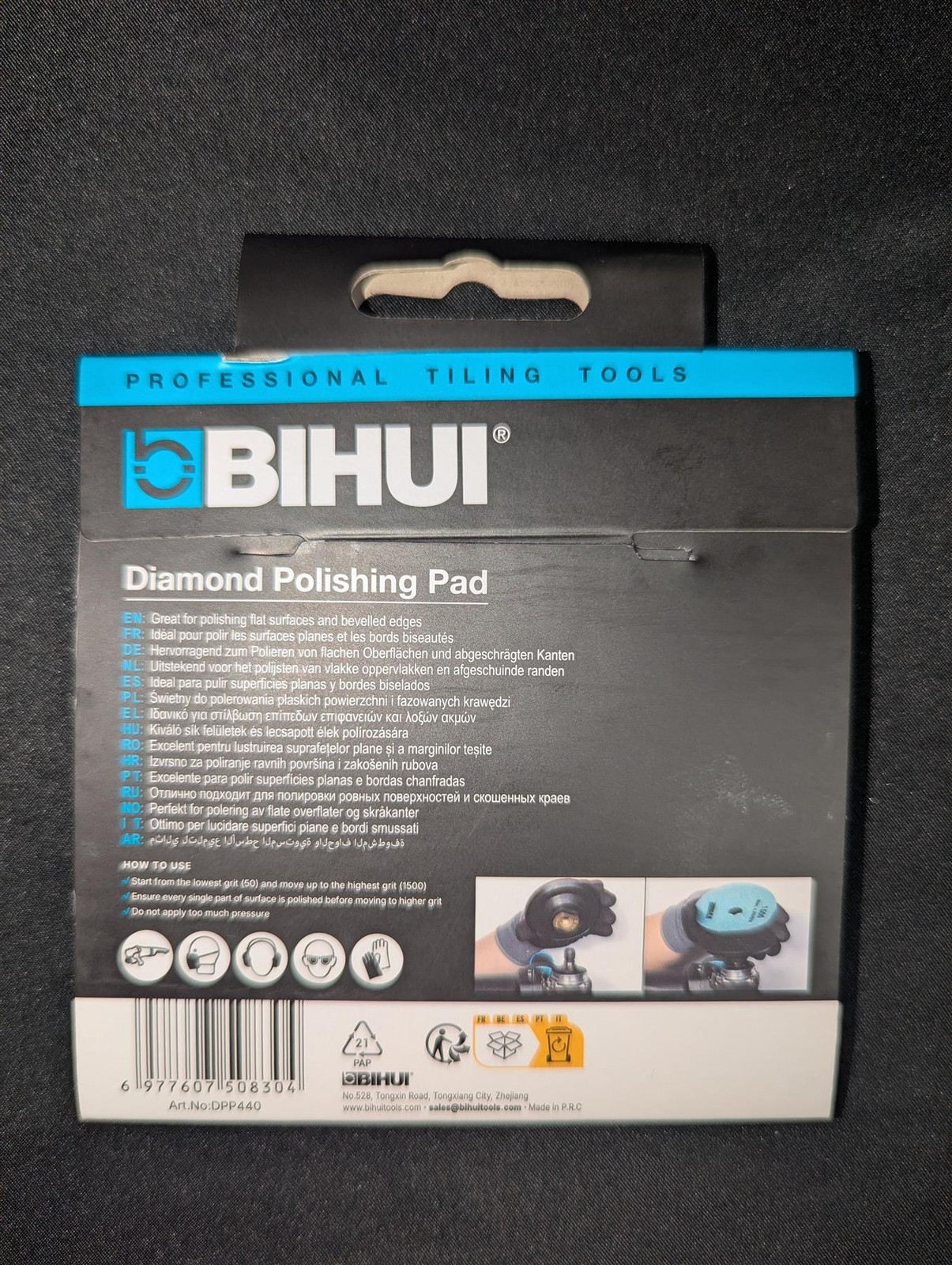 BIHUI 4″ Diamond Polishing Pad, 400 Grit – DPP440