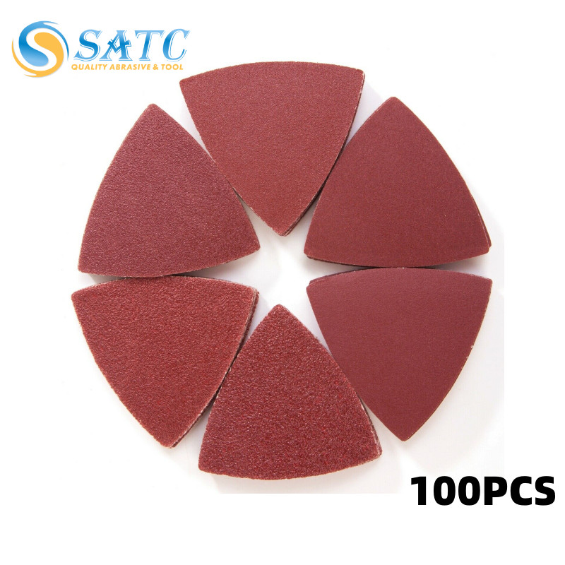 100PCS Multi-Tool Hook Loop Sandpaper Disc Triangle Sanding Pads for Oscillating