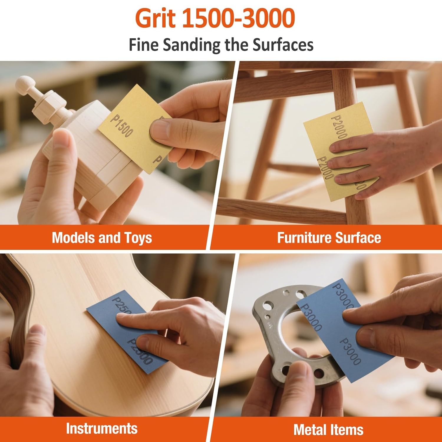 Sand Paper Assortment, 52 Sheets Assorted Grits 120/150/180/240/320/400/600/800/
