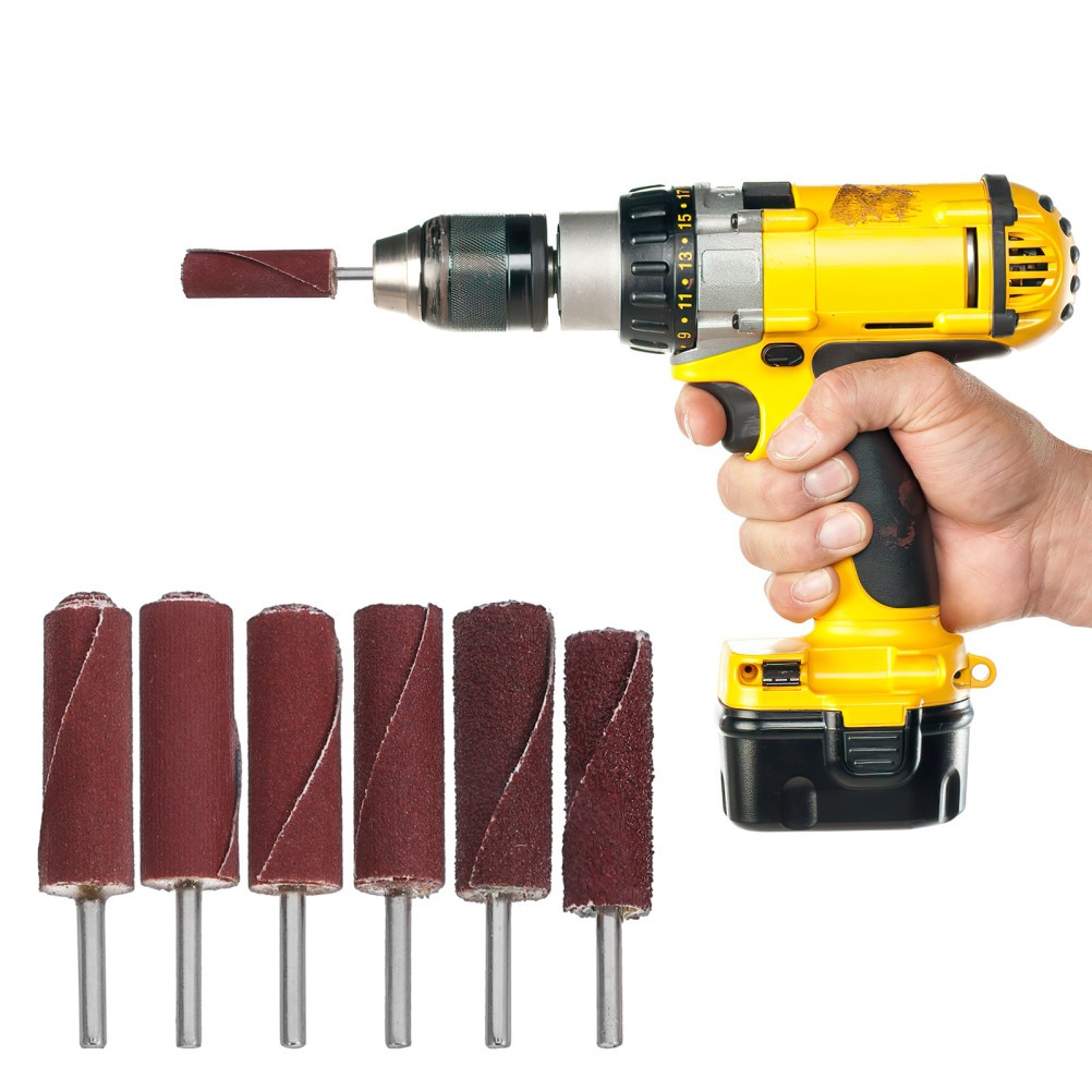 7Pcs Rotary Tool Sanding Drum Set Reusable Abrasive Flap Wheel Dark Red