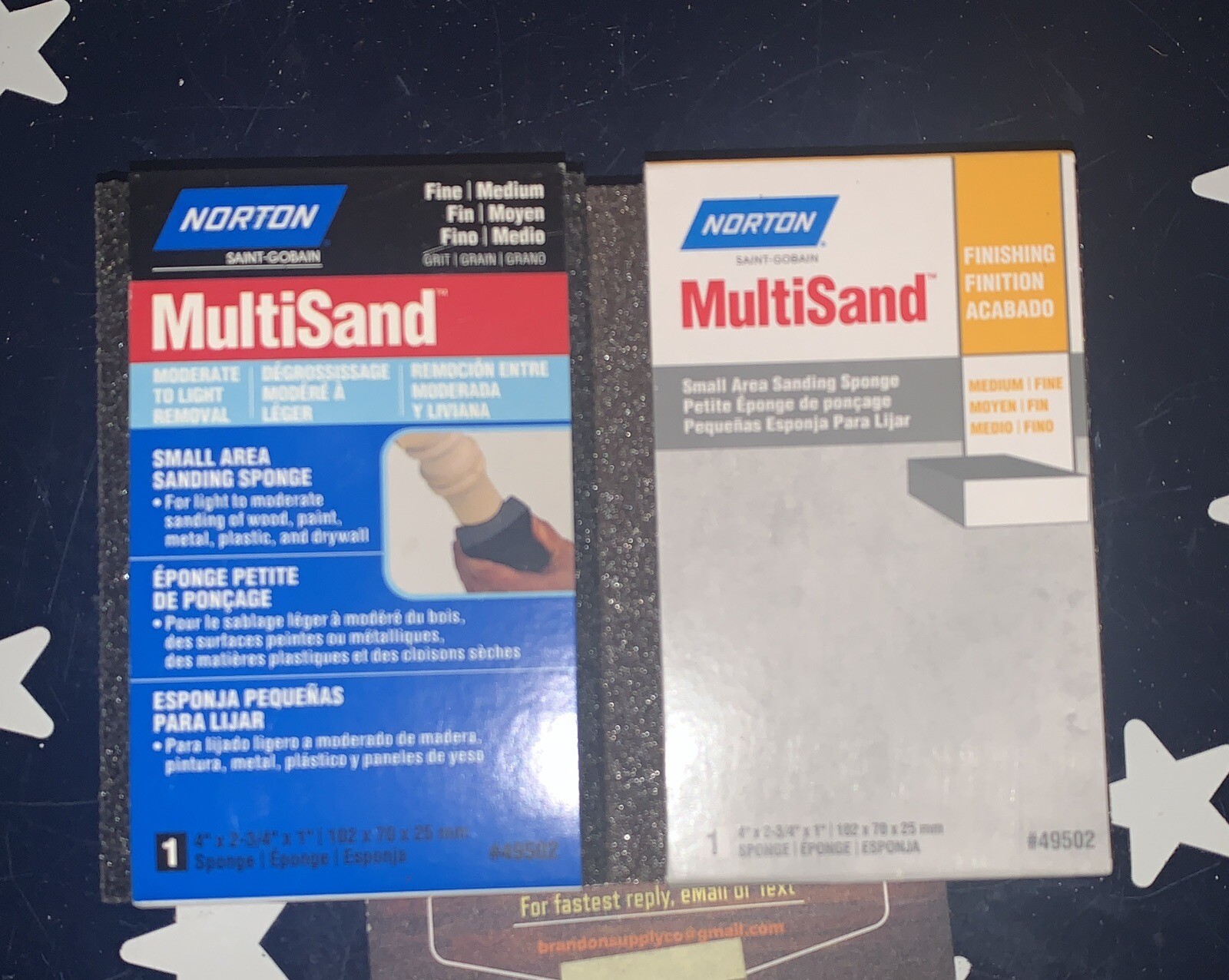 2 X NORTON ABRASIVES ST GOBAIN #49502 Fine MED Sand Sponge 7660749502 49502