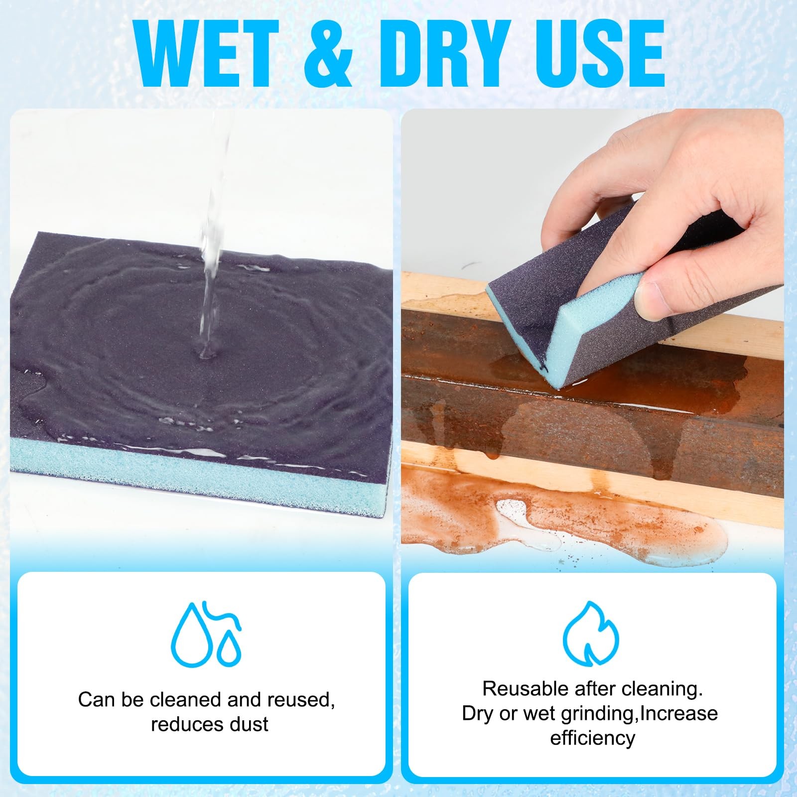 12 Pack Sanding Sponges Wet Dry Assorted Grit 60400 For Wood Metal Furniture