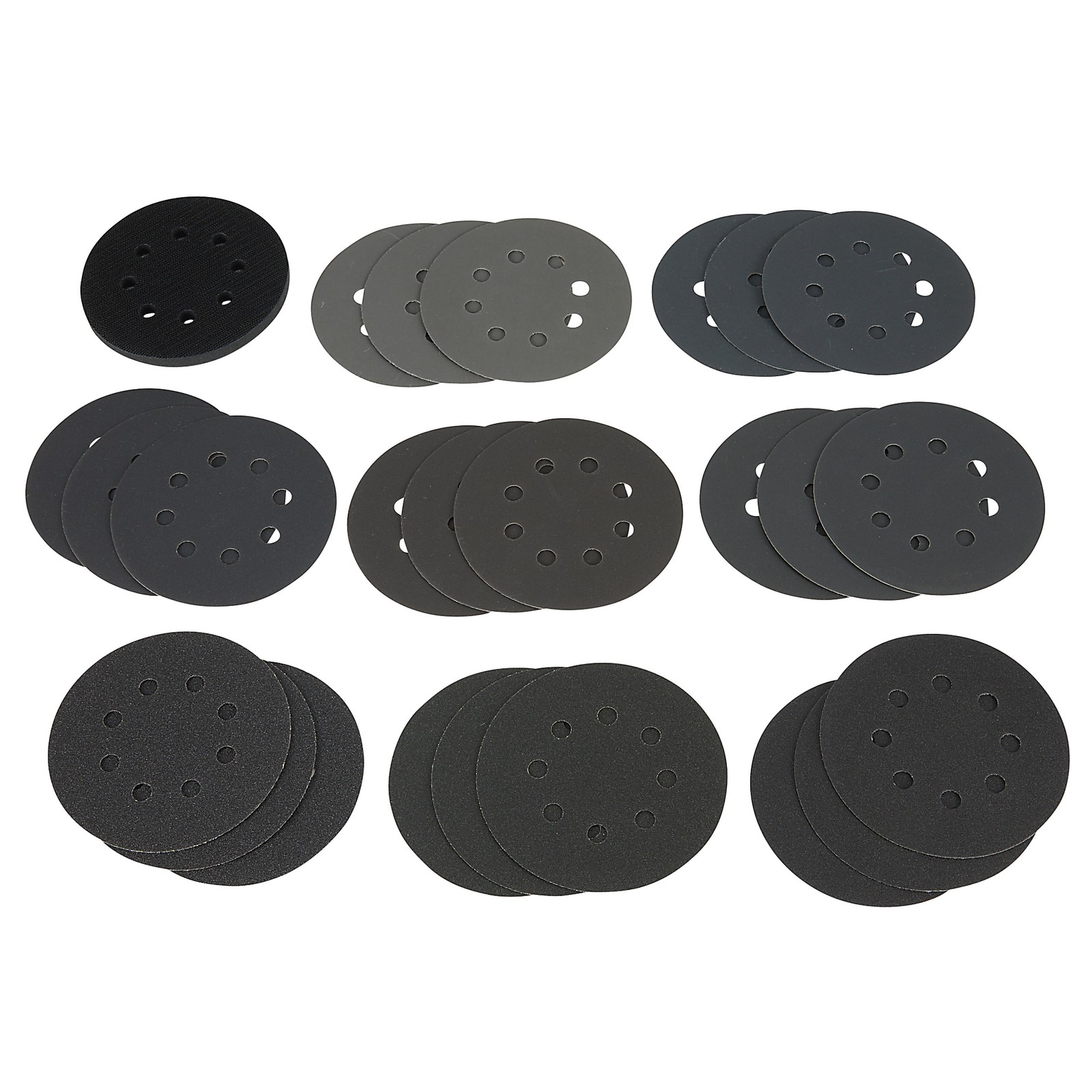 Klutch 5in. Sanding Disc Kit, 25-Pk., Assorted Grits, Random Orbit Sander Discs