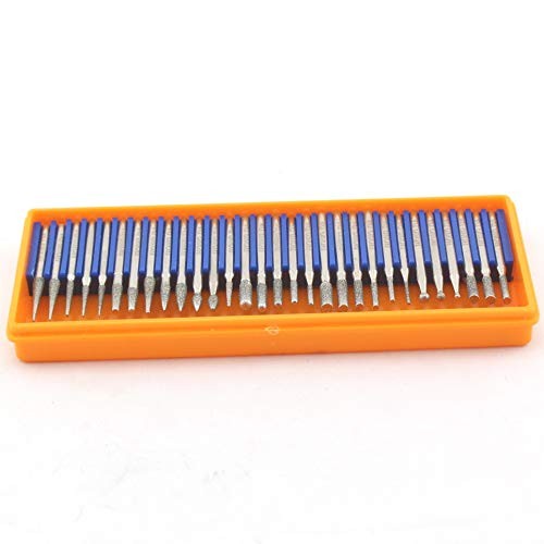 JINGLING Diamond Grinding Head Set Carving Bur Rotary Bit Shank Diameter 3/32″