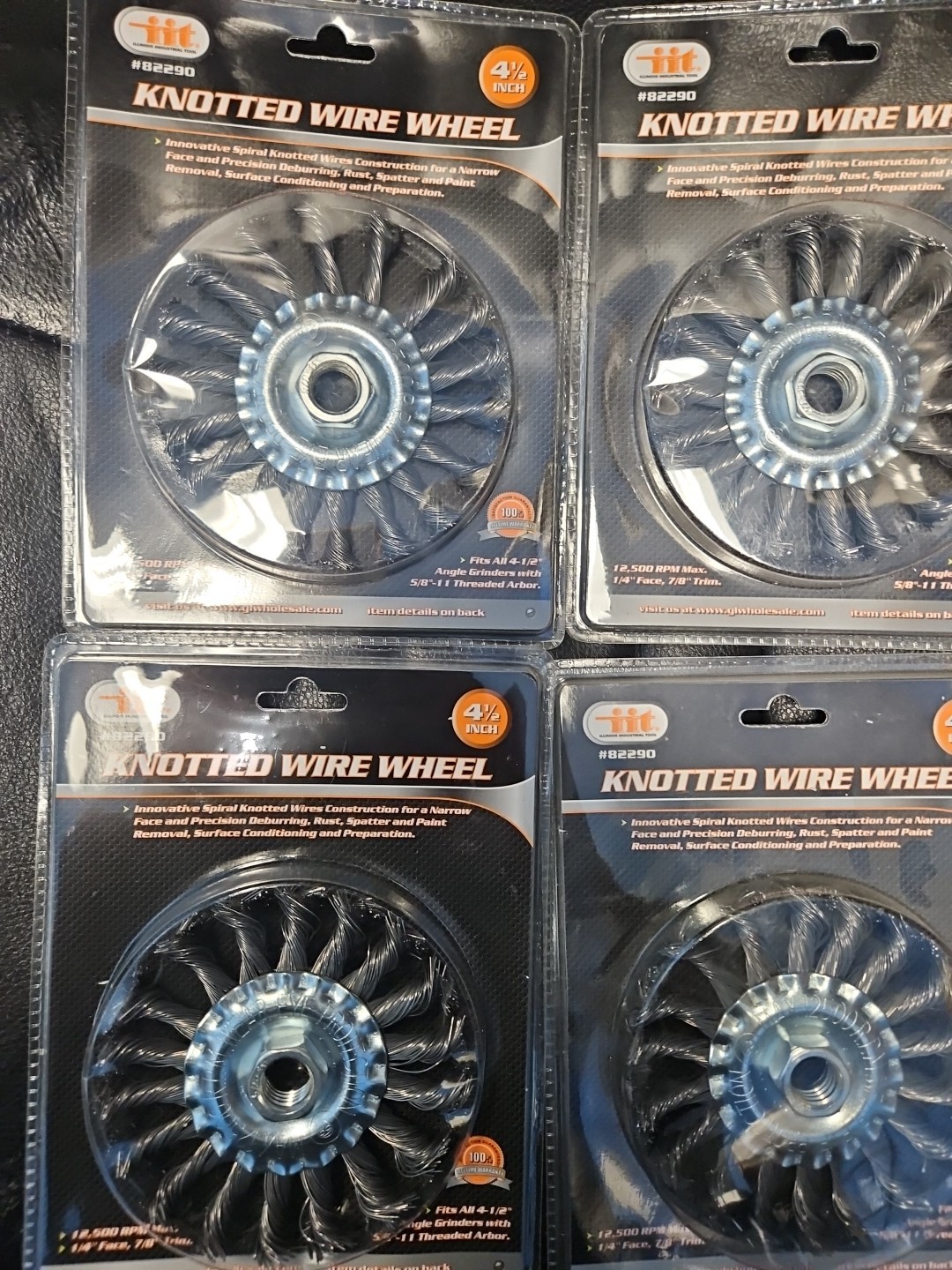 4 ILLINOIS INDUSTRIAL 4-1/2″ COARSE KNOTTED WIRE WHEELS 5/8″-11 ANGLE GRINDER