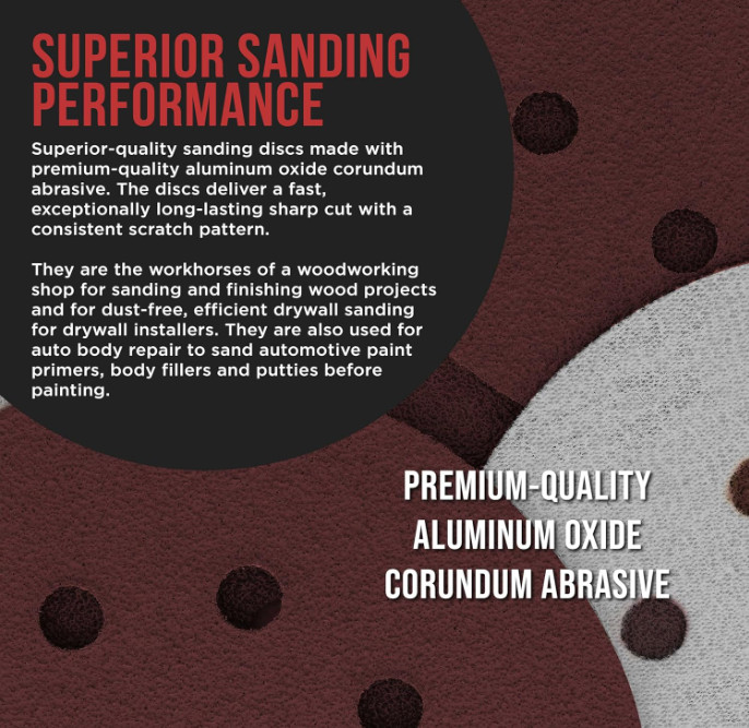 160 Pack 5 inch Sanding Discs 8-Hole Red Variety Pack Grit, Hook ,Loop Sandpaper