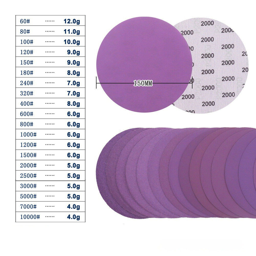 150mm Ceramic Sanding Discs 6in Sandpaper Plain Pads for Hard Wood Steel Metal