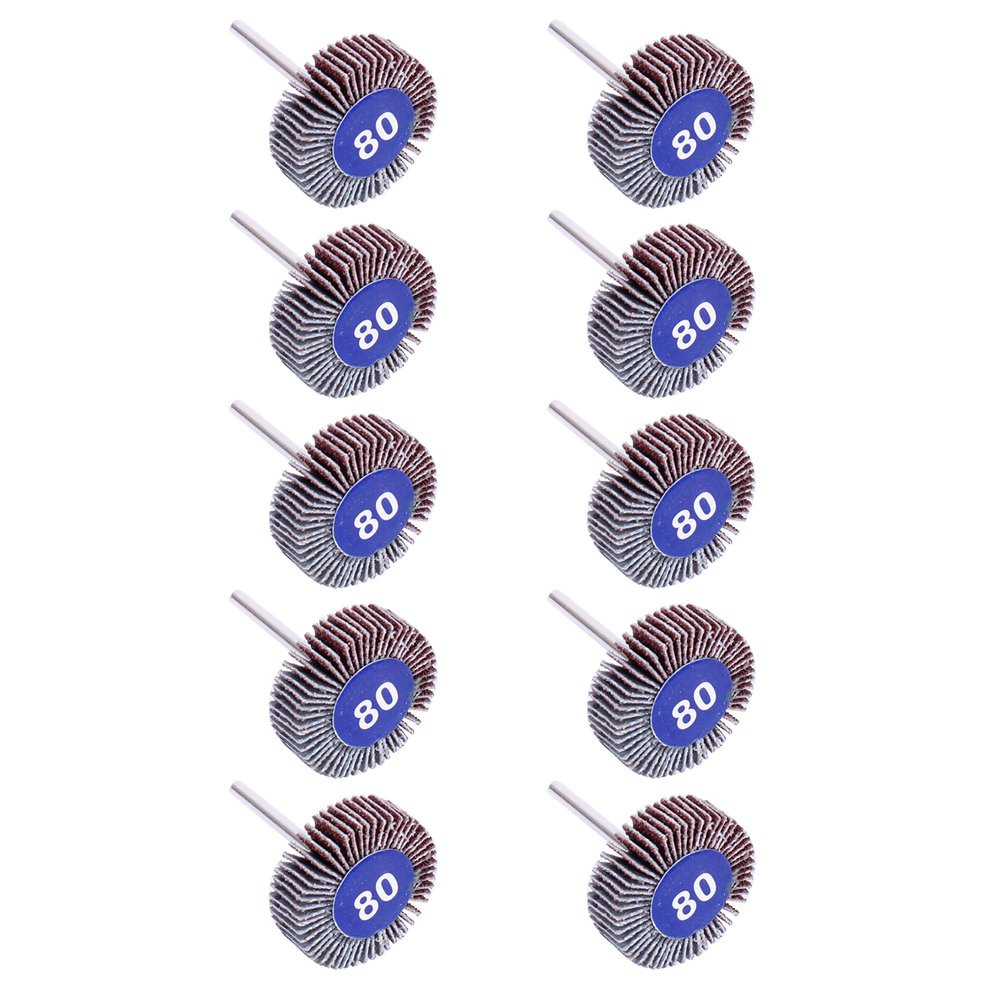 10 Pack Abrasive Flap Wheel Sander 80 Grit 1/8 Inch Shank for Drill Grinding Po