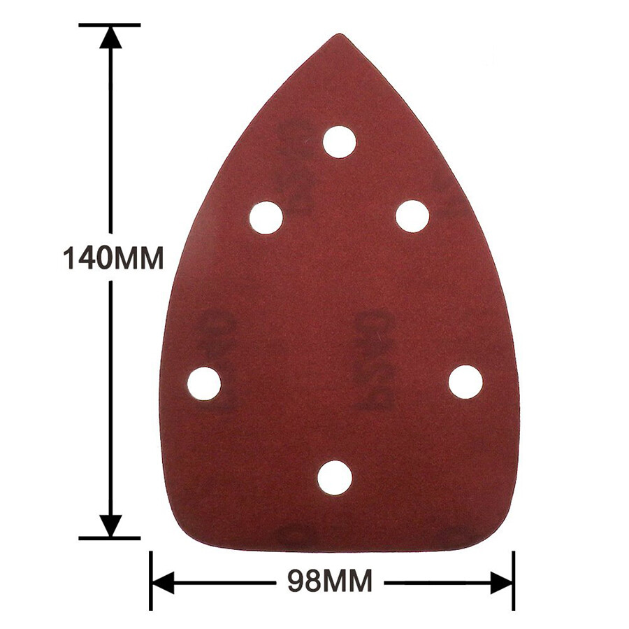 140x140x98mm 6 Hole Red Triangle Sanding Discs Hook & Loop Sandpaper 40# – 1000#