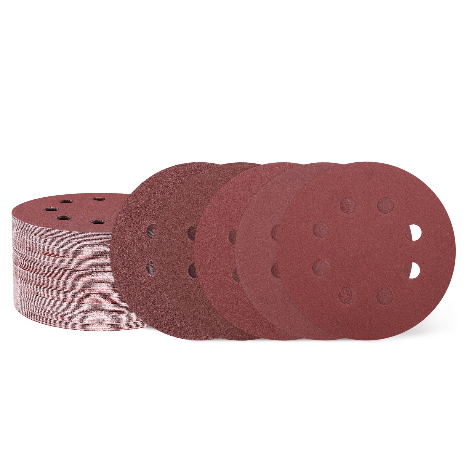 75 Pcs 5 Inch Sanding Disc 8 Hole 40/60/80/120/180/320/600/1000 Grit Sandpaper