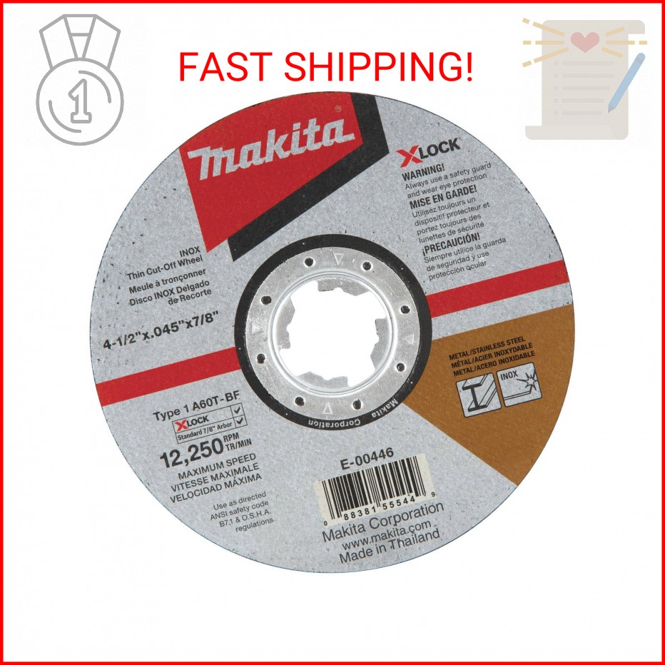 Makita E-00446 X-Lock 4-1/2″ x .045″ x 7/8″ Type 1 General Purpose 60 Grit Thin