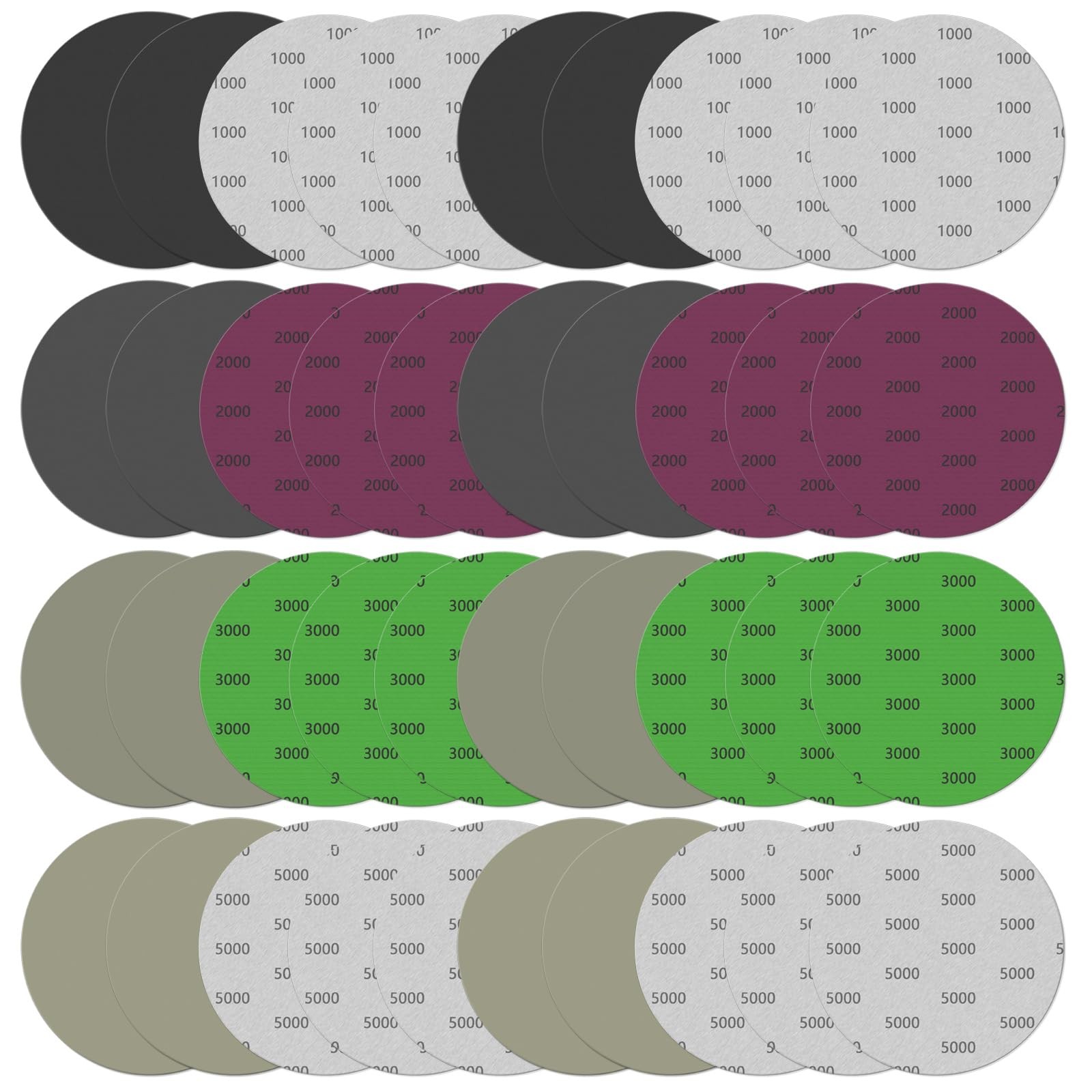 40PCS 5 Inch Wet Dry Sanding Discs, Hook & Loop Orbital Sandpaper 1000/2000/3…