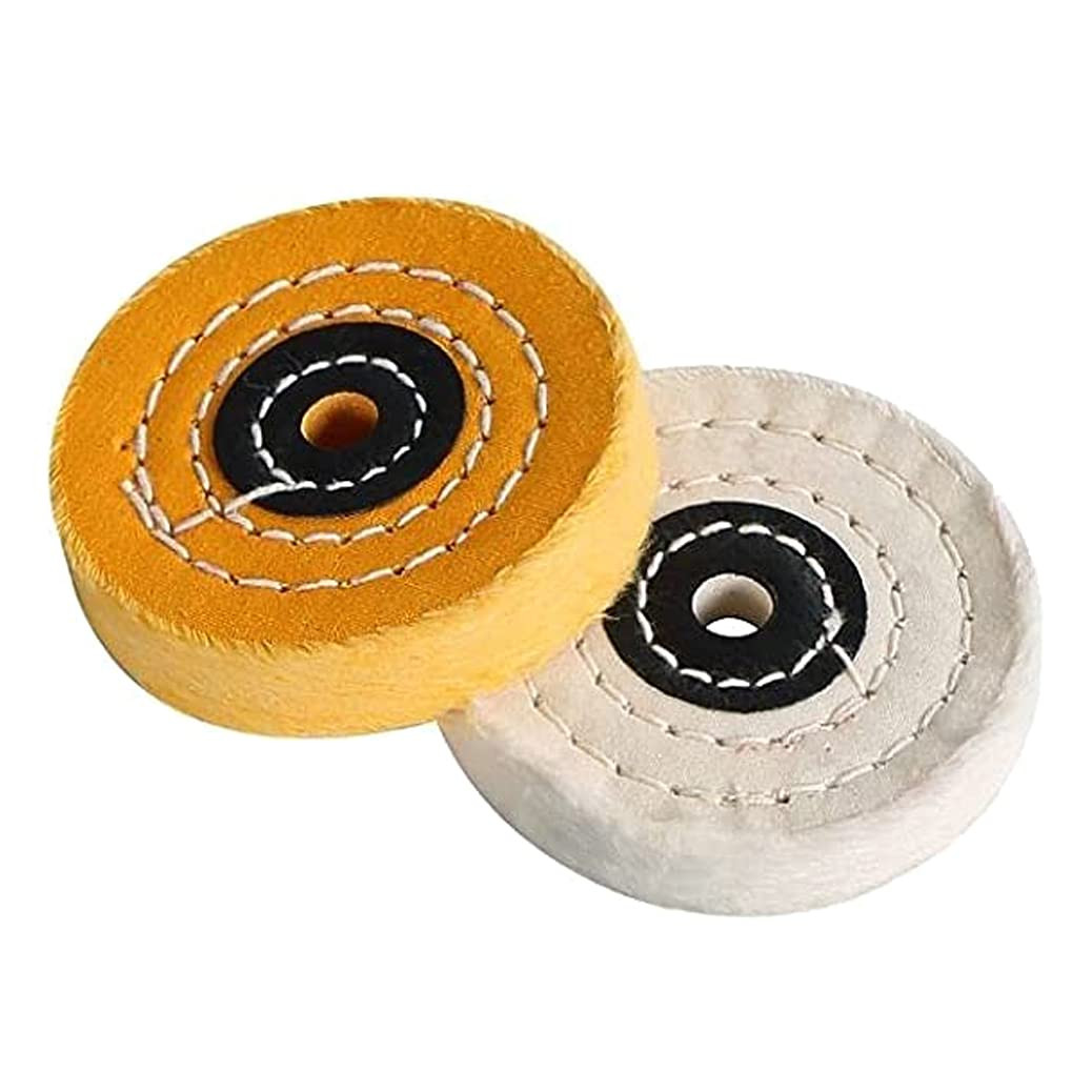 2Pcs 3 Inch Cotton Buffing Polishing Wheels 3/8″ Arbor Bench Grinder Pads