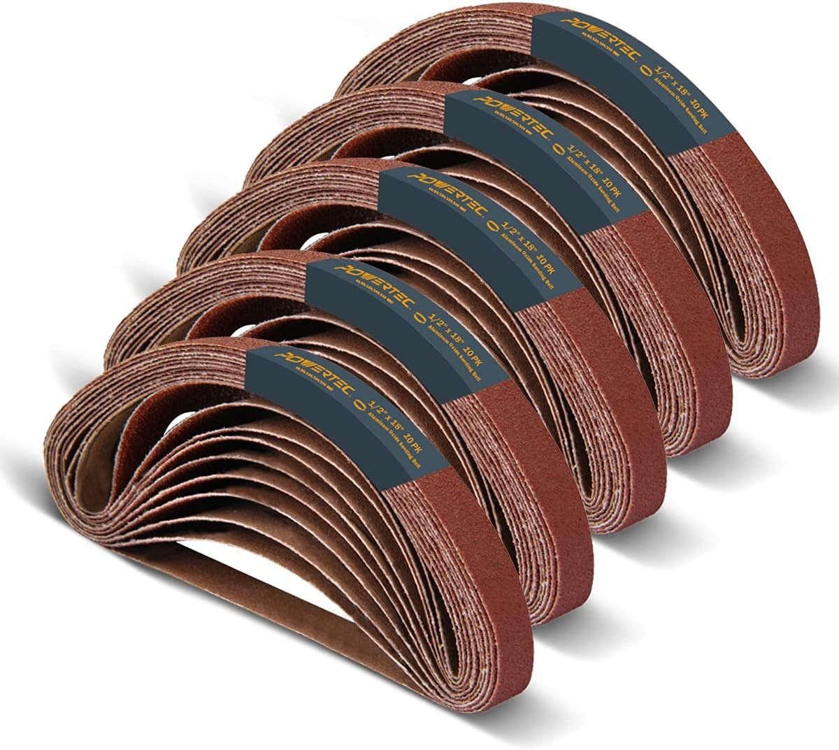 50PK 1/2 x 18 Sanding Belts Assorted 40-240 Grit Aluminum Oxide Air File