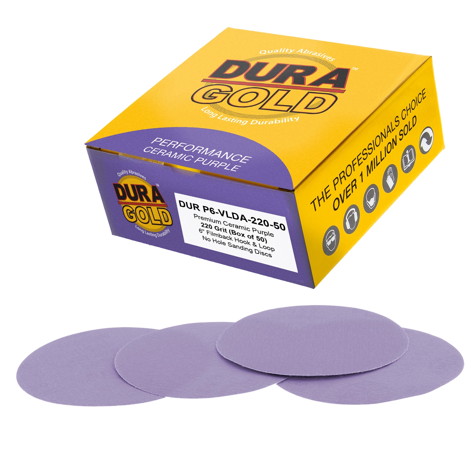 220 Grit 6″ Purple Ceramic Sanding Discs, Box of 50 – Hook & Loop Sandpaper