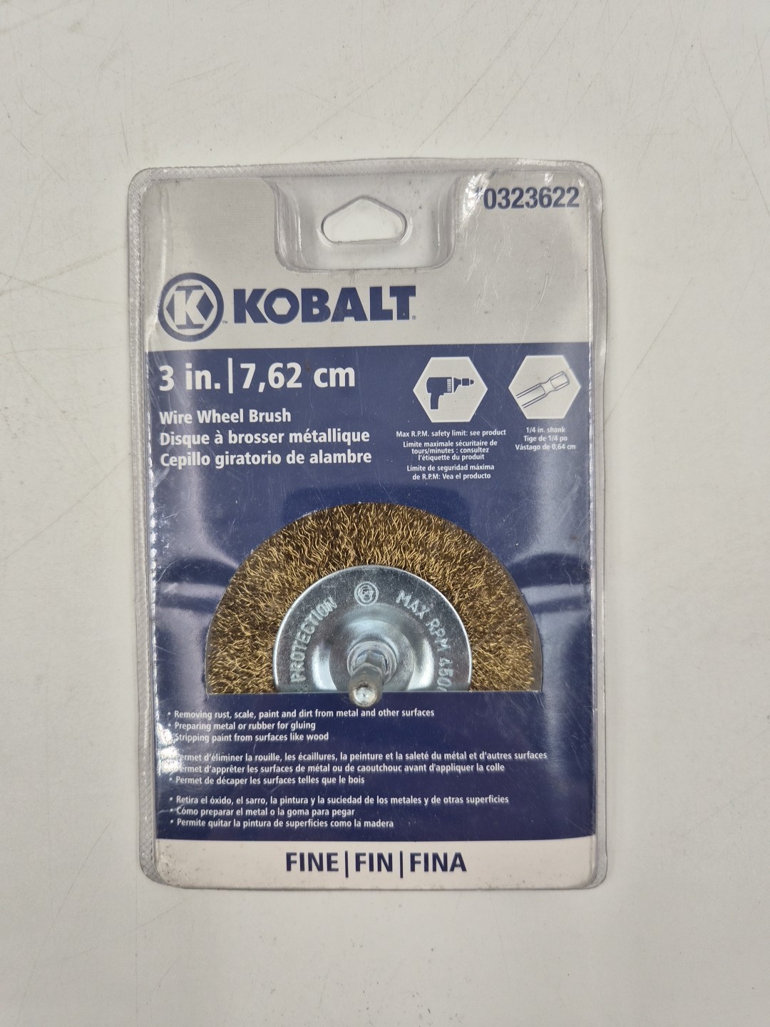 Lot of 3 Kobalt Wire Wheel Brush 0323622 3″ 7.62 cm Fine 1/4″ Shank Drill Bit