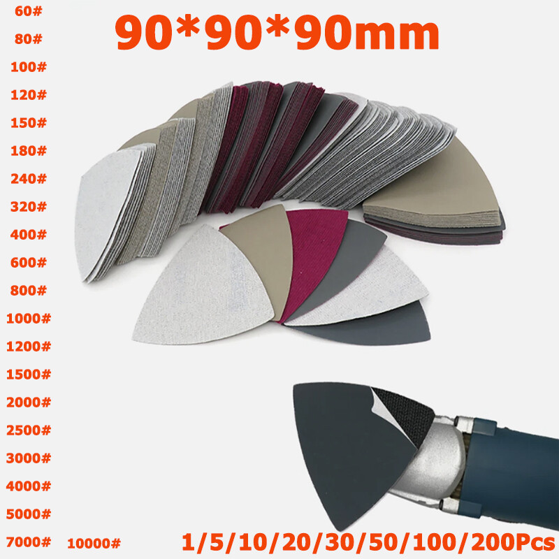 90mm Delta Triangle Sandpaper Grinding Discs Wet Dry Polishing Pads P60 – P10000