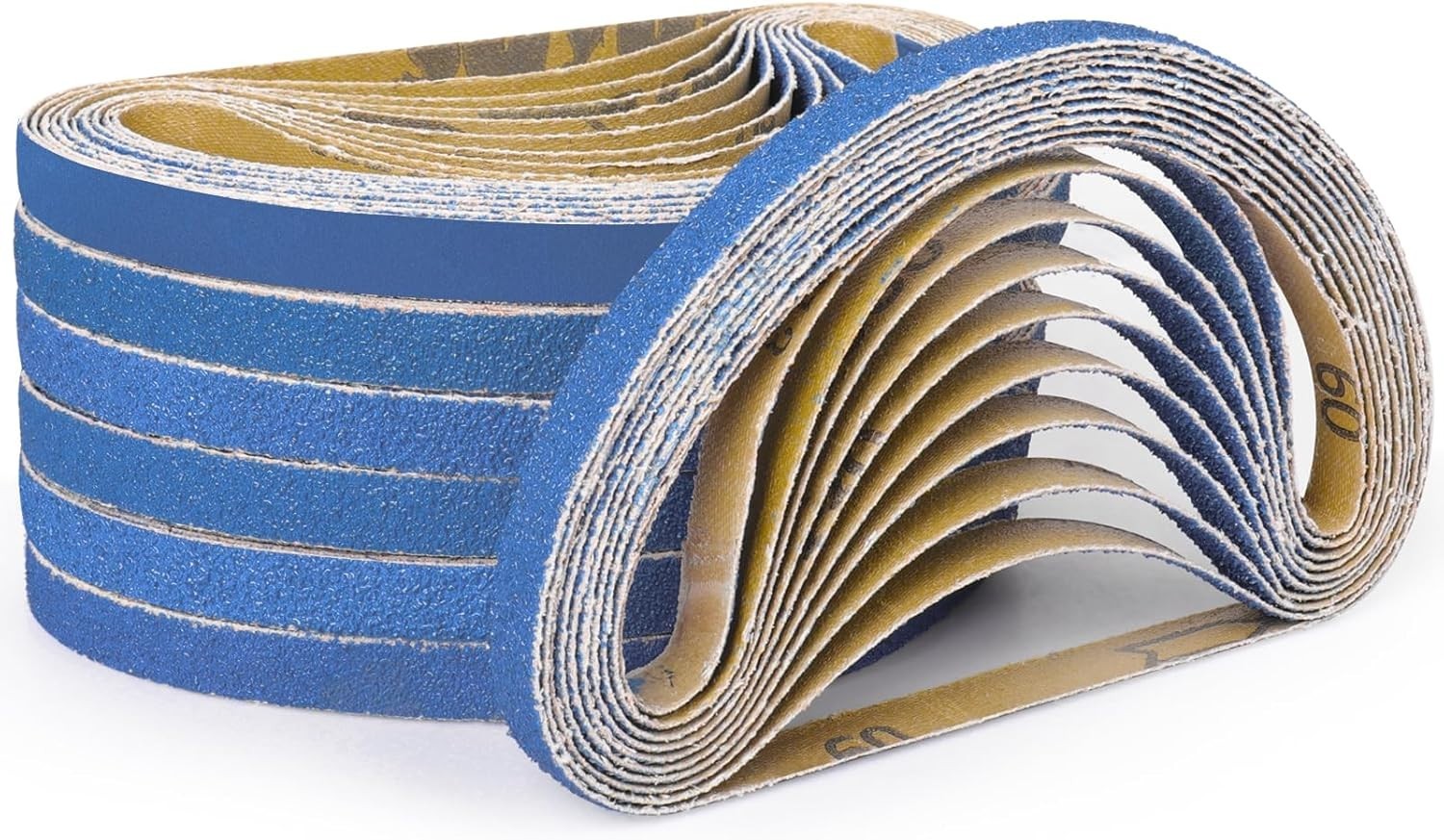 40-Piece 3/8 X 21 Inch 40-400 Grit Zirconia Sanding Belts, Heavy Duty Long-Lasti