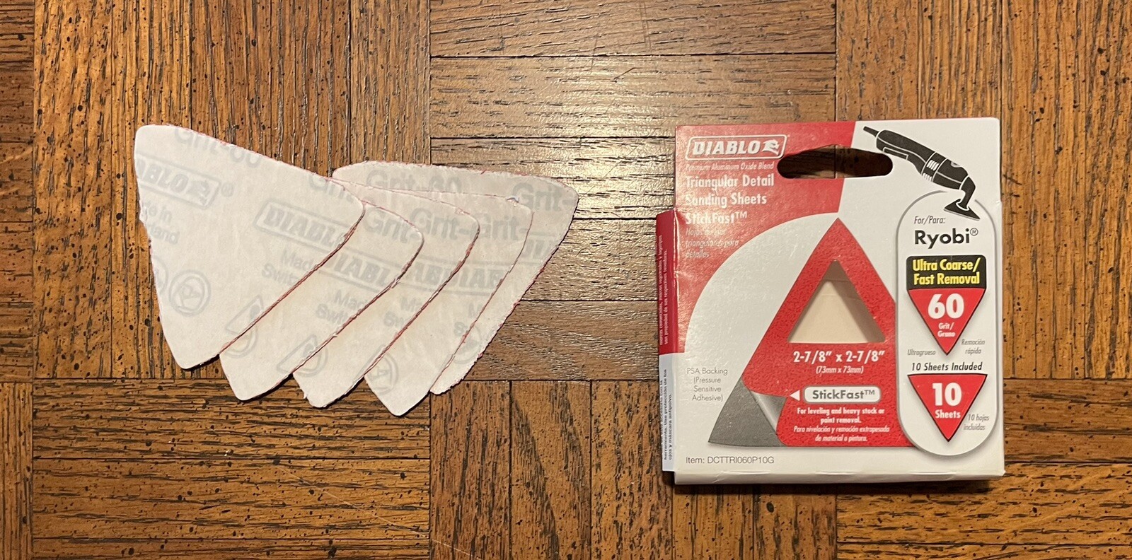 Diablo Triangle Sandpaper StickFast – 2-7/8″ x 2-7/8″ – 60 Grit (5 of 10 Count)
