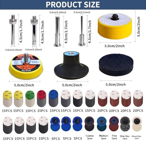 294 PCS 2 Inch Die Grinder Sanding Discs with 1/4″ &1/8″Roll Lock , Compatible