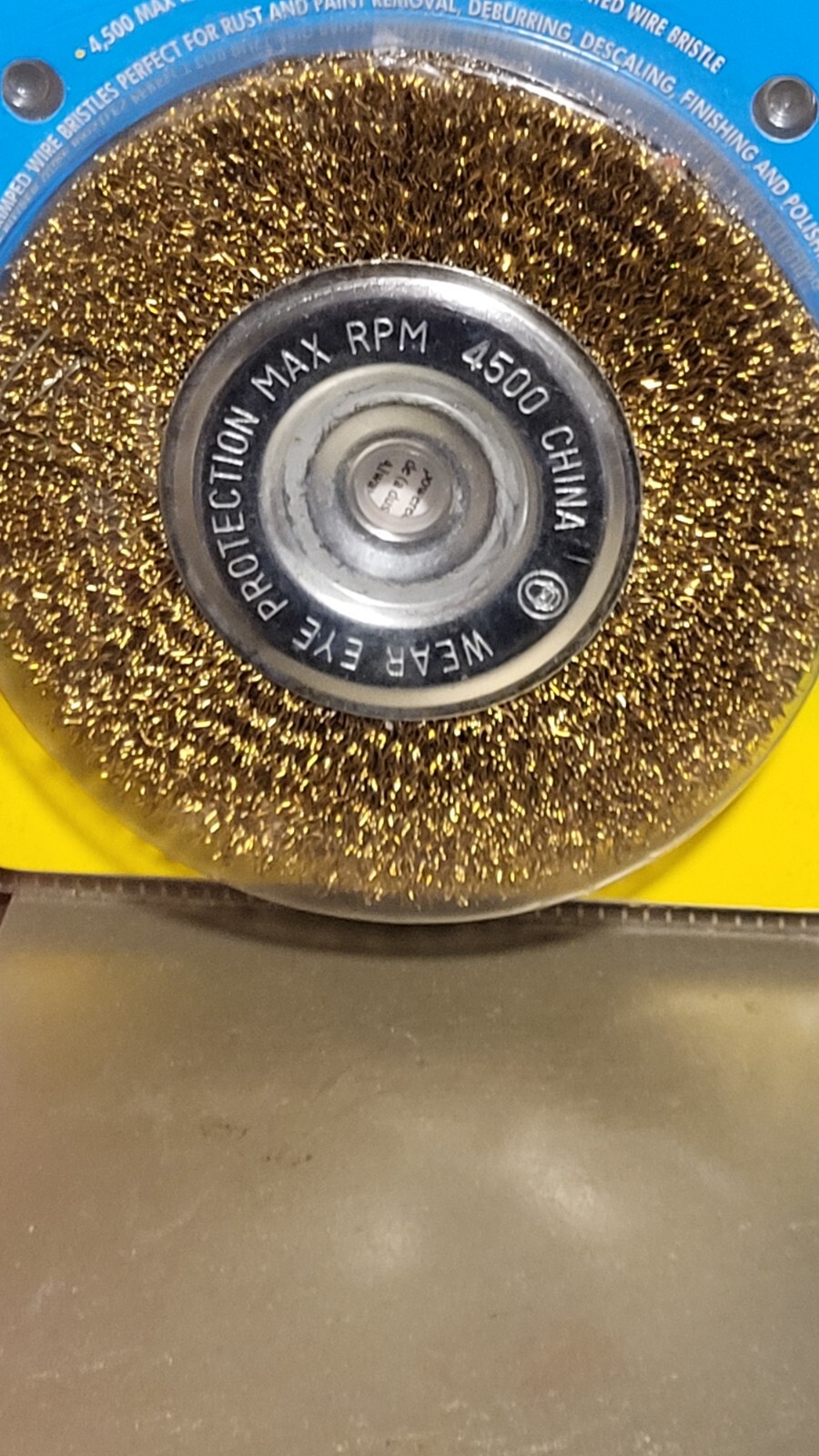 6″ Brass Crimped Wire Wheel Item 47936. 5/8″ Arbor With 1/2″ Arbor Adapter. 1L