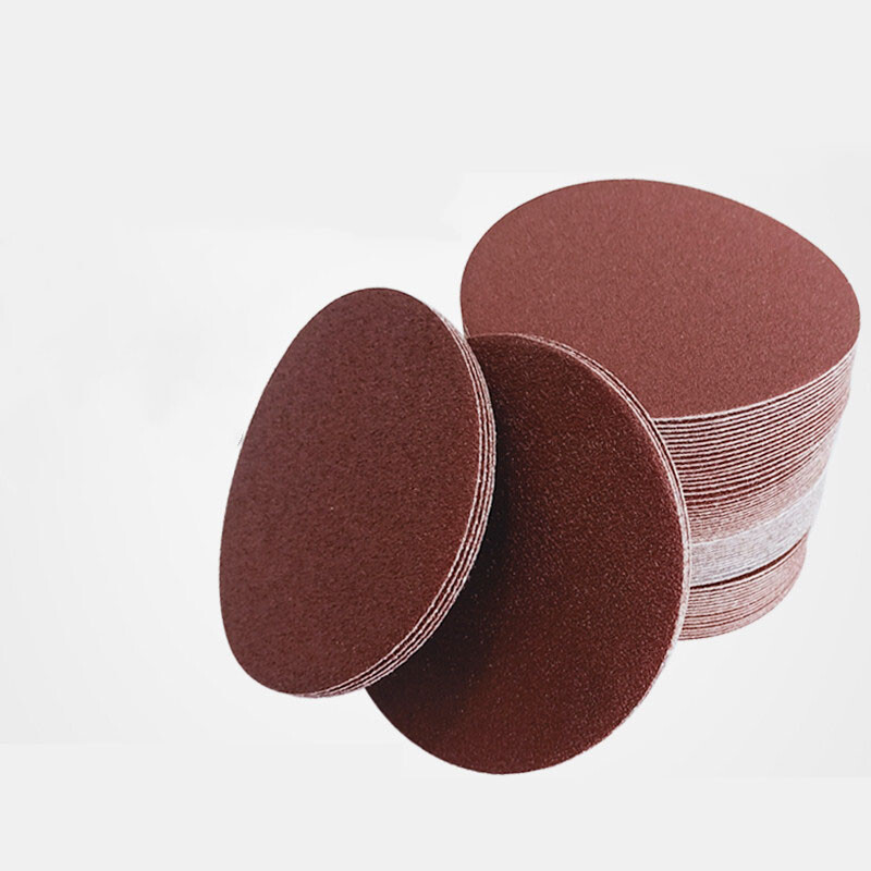 5 Inch 125mm Flocking Red Sand Dry Grinding Sandpaper Disc Hook & Loop 40~2000#