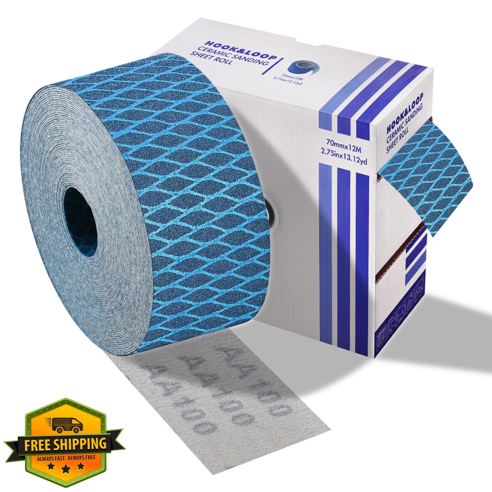 Shineboc Sandpaper Roll 2.75″x13yd 100 Grit Hook Loop Metal Wood