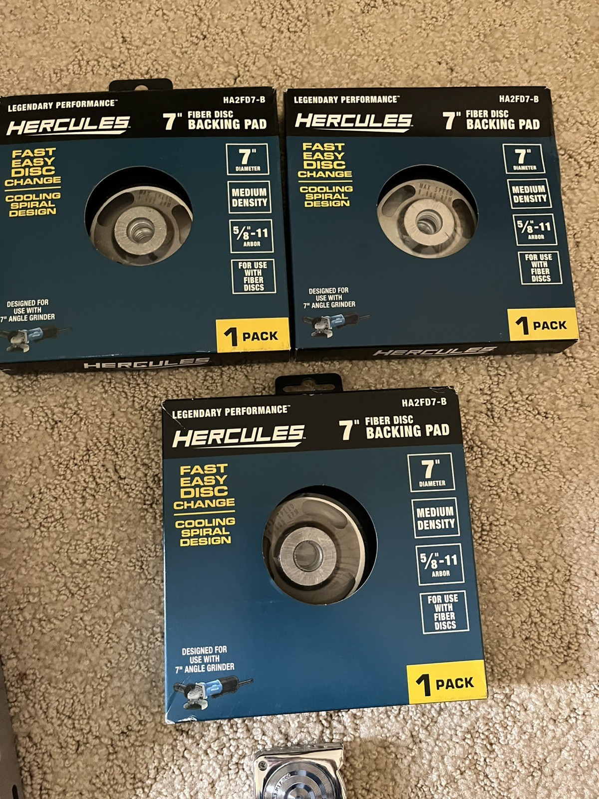 Lot of 3 Hercules 7″ Inch Fiber Disc Backing Pads HA2FD7-B 1 Pack Brand New