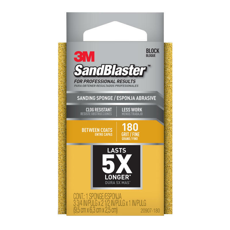 3M 4-1/2 in. L X 2-3/4 in. W X 1 in. 180 Grit Fine Flat Surface Dust Channeling
