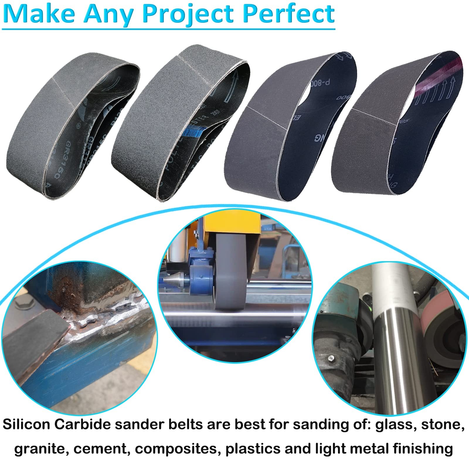 6 Pack 4 x 36 Inch Silicon Carbide Sanding Belts Assortment -120 240 400 600 …