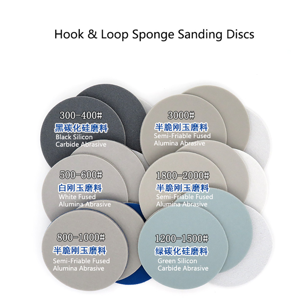 Hook & Loop Sponge Sanding Discs 1-6″ Grit 300-3000 Wet Dry Foam Sandpaper Pads
