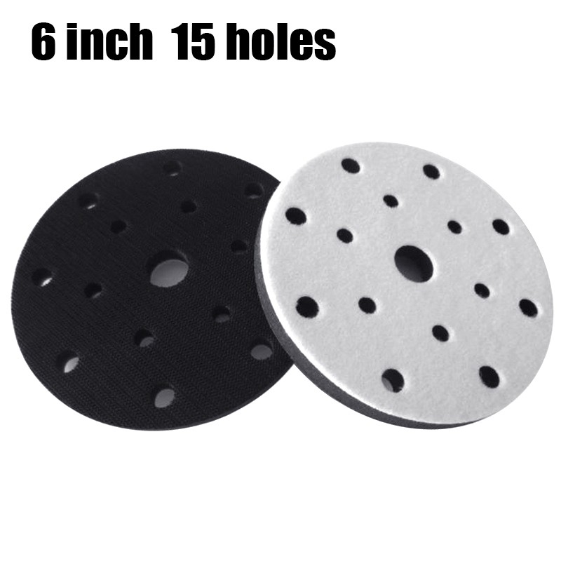 2Pcs 6″ Hook Loop Soft Foam Interface Sanding Disc Sander Backing Pad 15-Holes