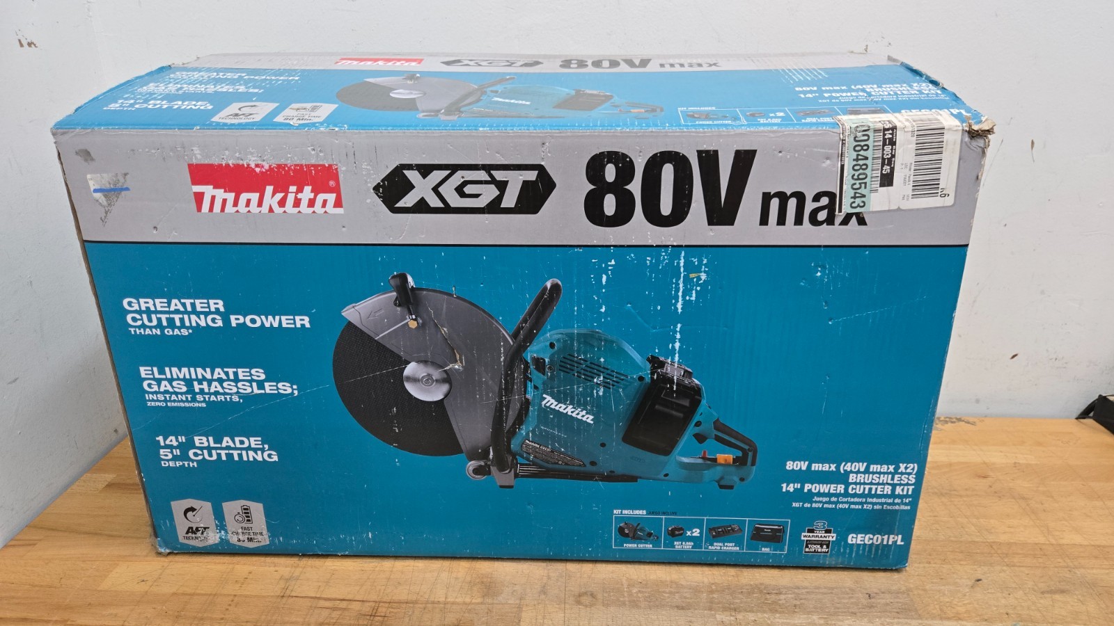 Makita GEC01PL, 80V XGT 14″ Cordless Power Cutter Kit w/ Batteries, Chrgr, Bag