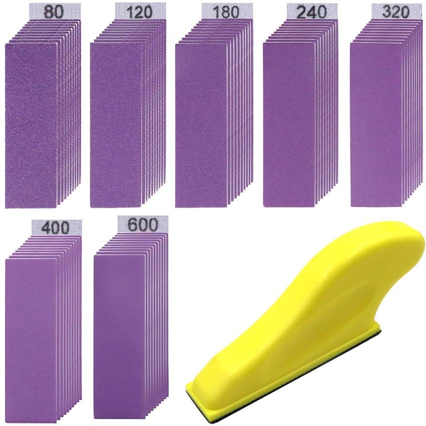 30*93mm Sandpaper kit Self-Adhesive Woodwork Sanding Polishing Pad Manual Tray