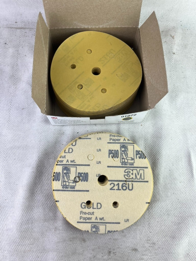 3M 01072 Gold Abrasive Dust Free Disc P500 Size 152mm 6in Heavy Duty Box of 100