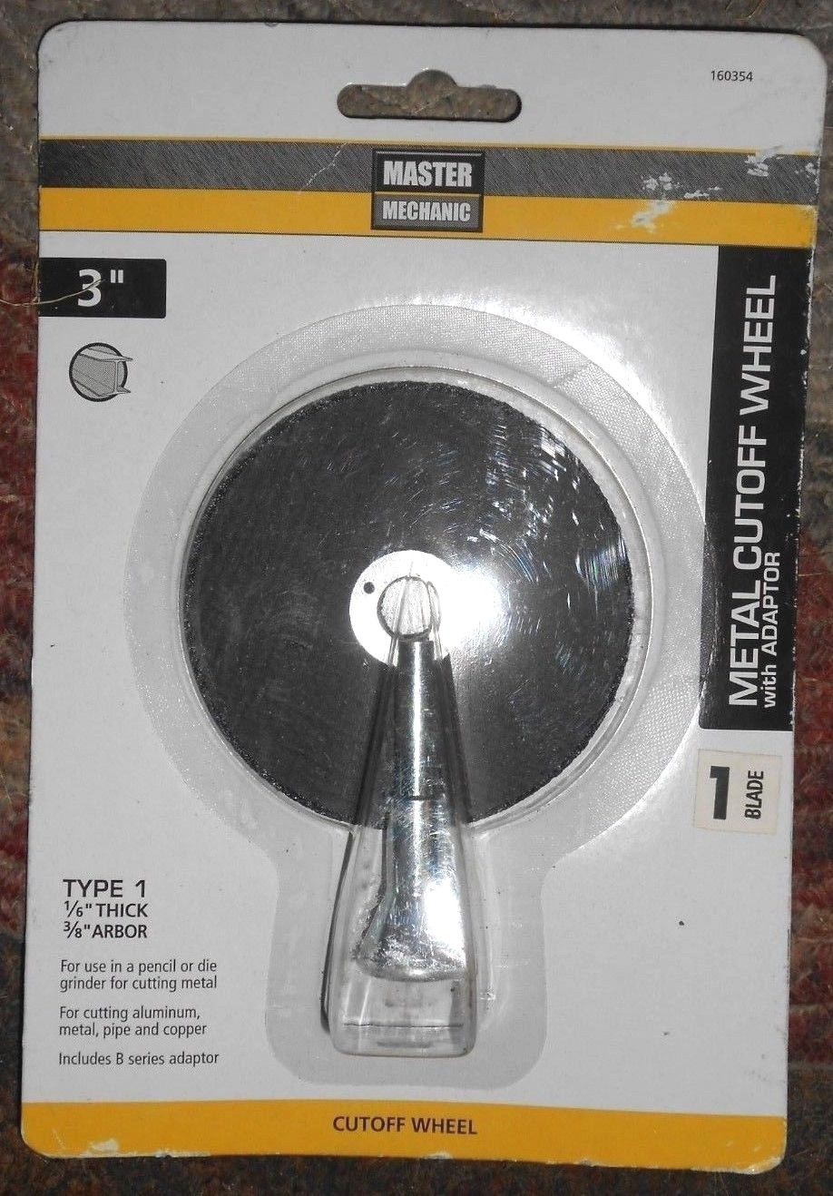 Master Mechanic B Series Metal Cut Off 3″ Grinding Wheel with Adaptor 160354