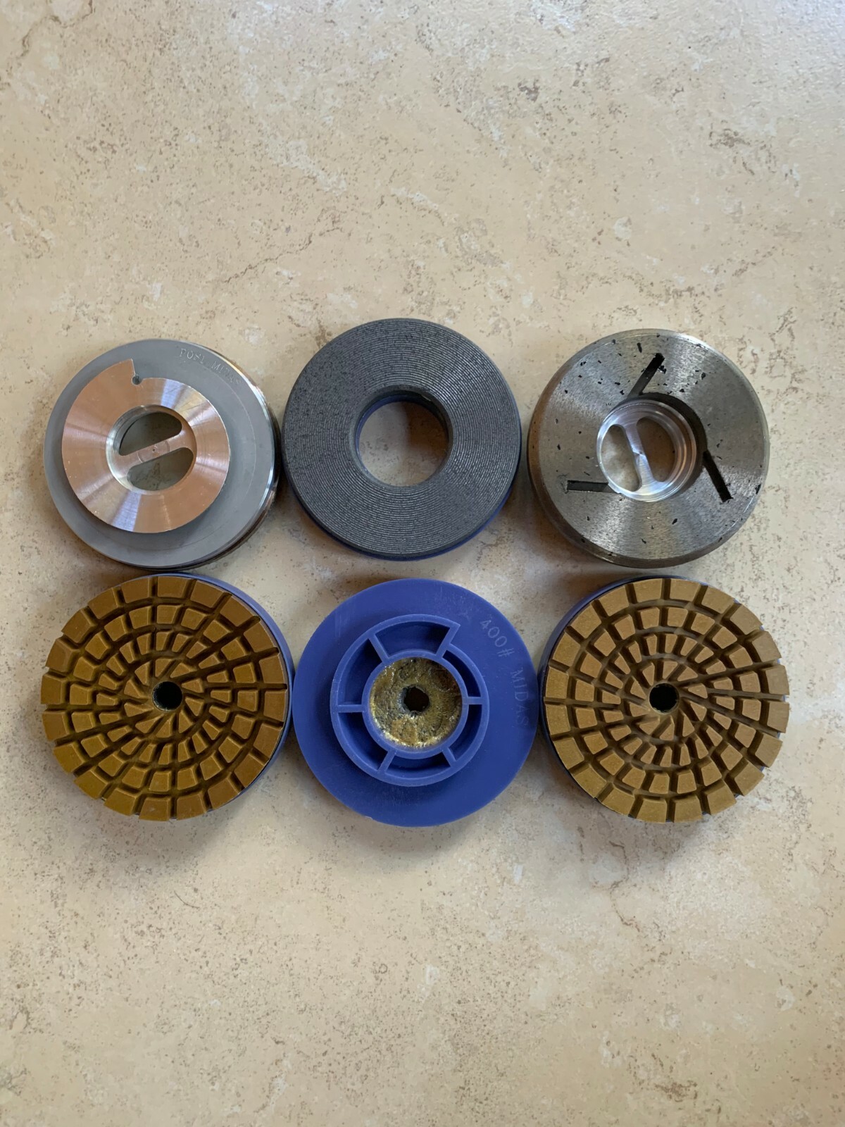 Granite marble engineered stone countertop polishing tools 4″ snail-lock 5-step
