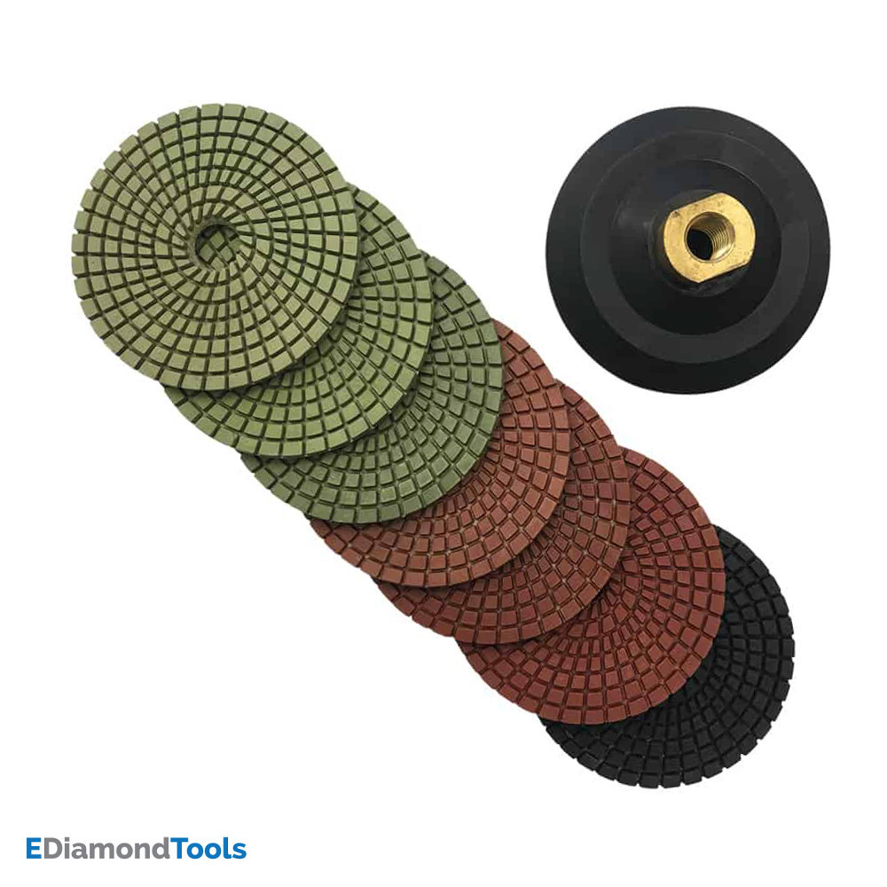 Wet Stone Polishing Set (7pc) #50 100 200 400 800 1500 3000 Grit w Rubber Backer