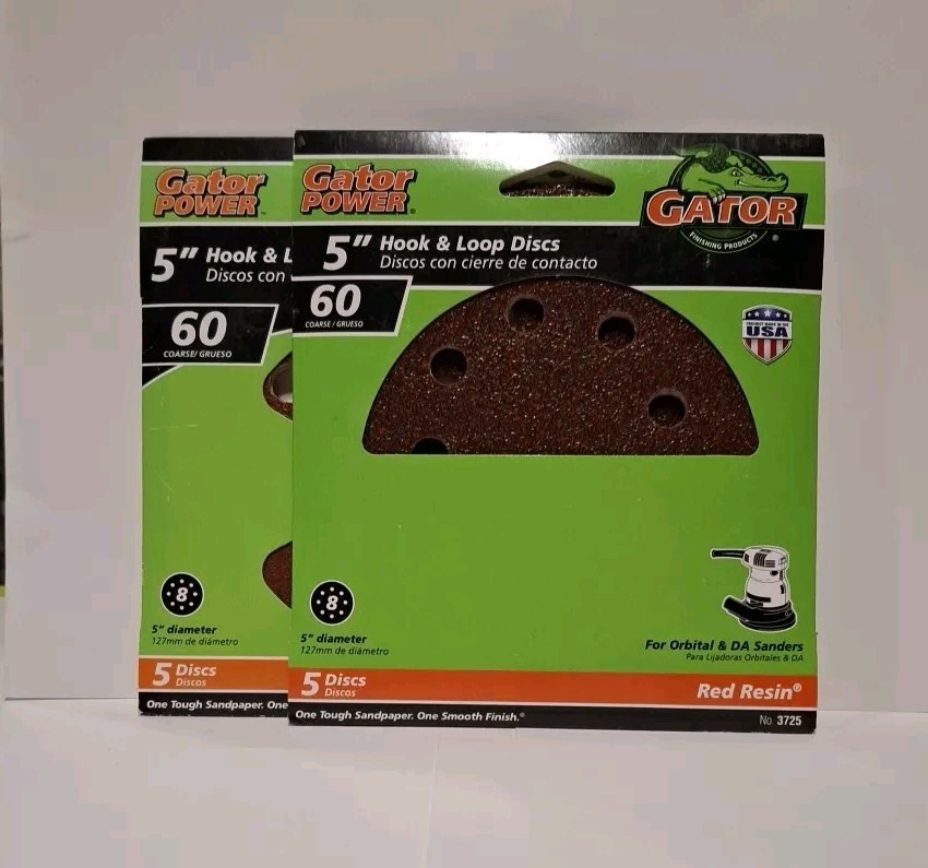Gator 2pk 23725 60 Grit Coarse Hook & Loop Sanding Disc 5 Dia. in.
