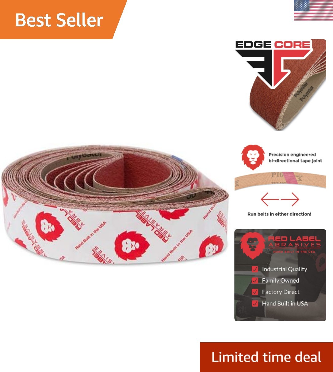 EdgeCore 6-Pack Coarse Grit Sanding Belts 2″ x 72″ – Perfect for Knife Crafting