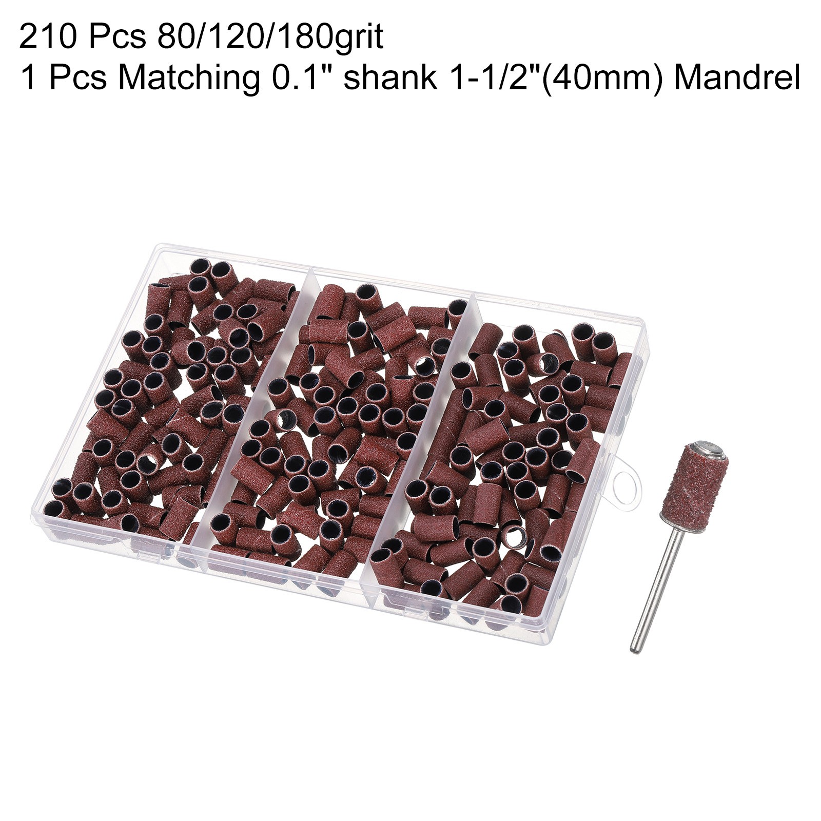 211pcs Small Sanding Band 80/120/180 Grit for Nail Bit with 2.35mm Mandrel Brown