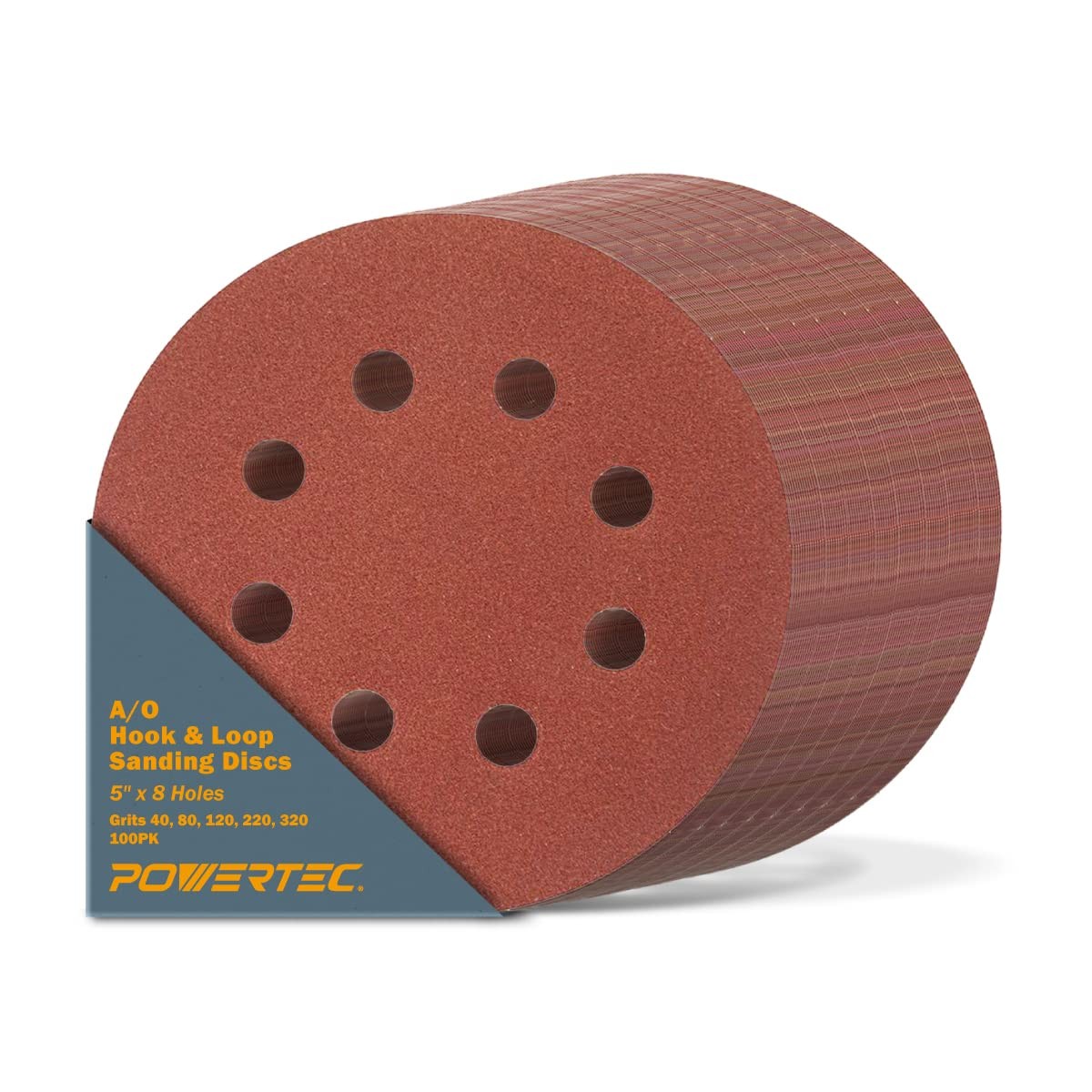 5 Inch Sanding Discs 100PK 8 Hole Hook Loop Aluminum Oxide Wood Metal Paint
