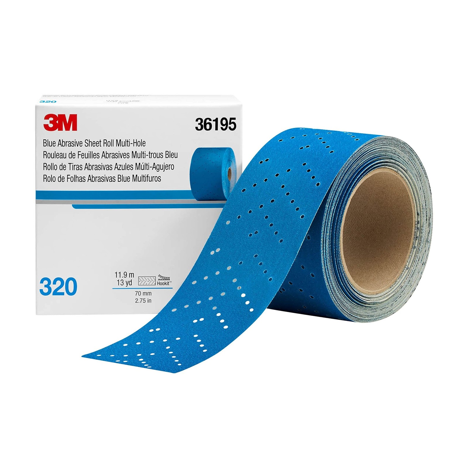 3M Hookit Blue 36195 Abrasive Sheet Roll 320 Grit 2.75 Inch x 13 Yard Ceramic