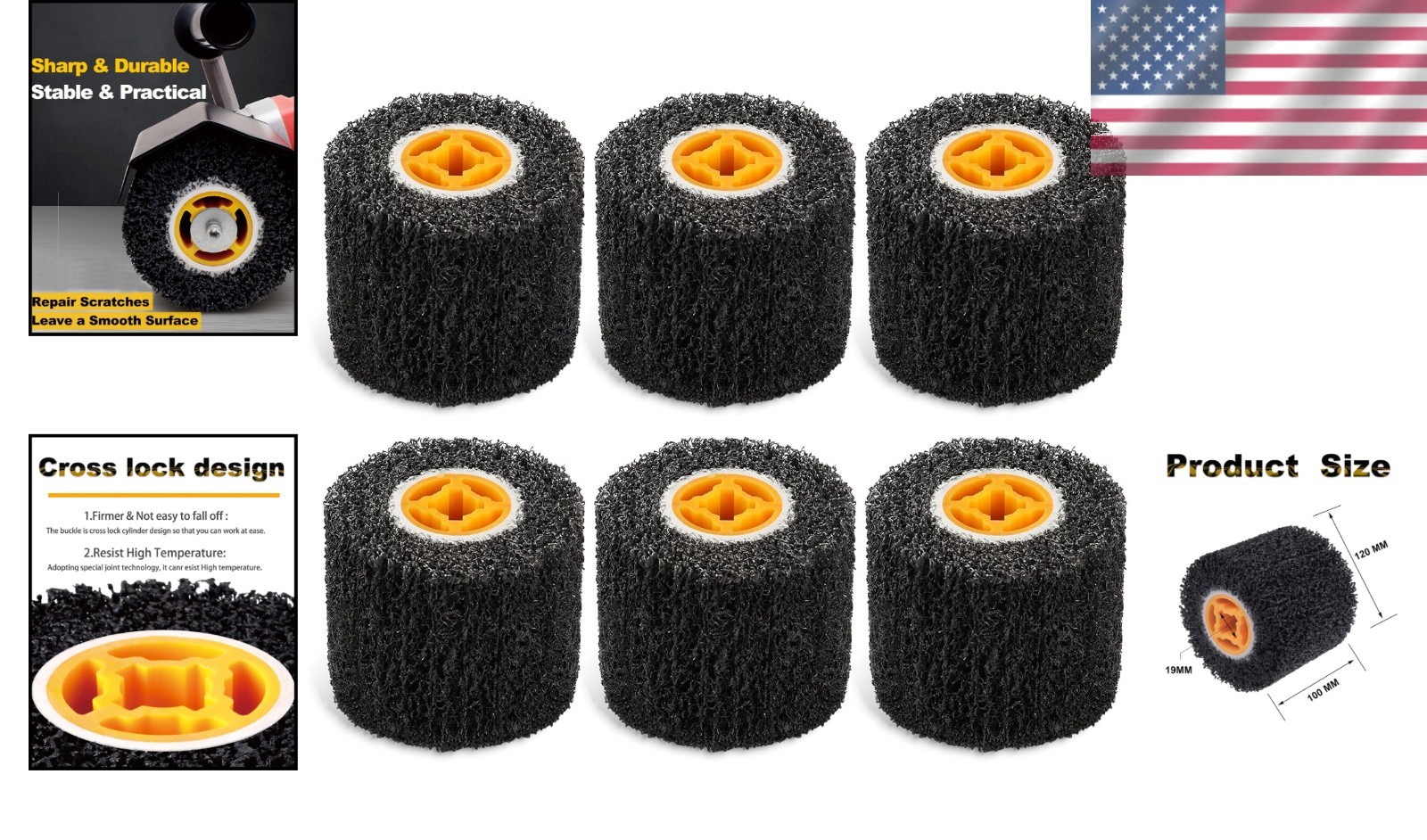 6 Pack 40 Grit Abrasive Drum Paint Rust Remover