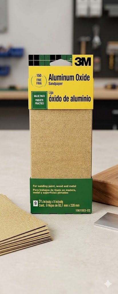 3-pack 3M Fine Grit Sandpaper Aluminum Oxide Sanding Sheets Wood Paint Metal