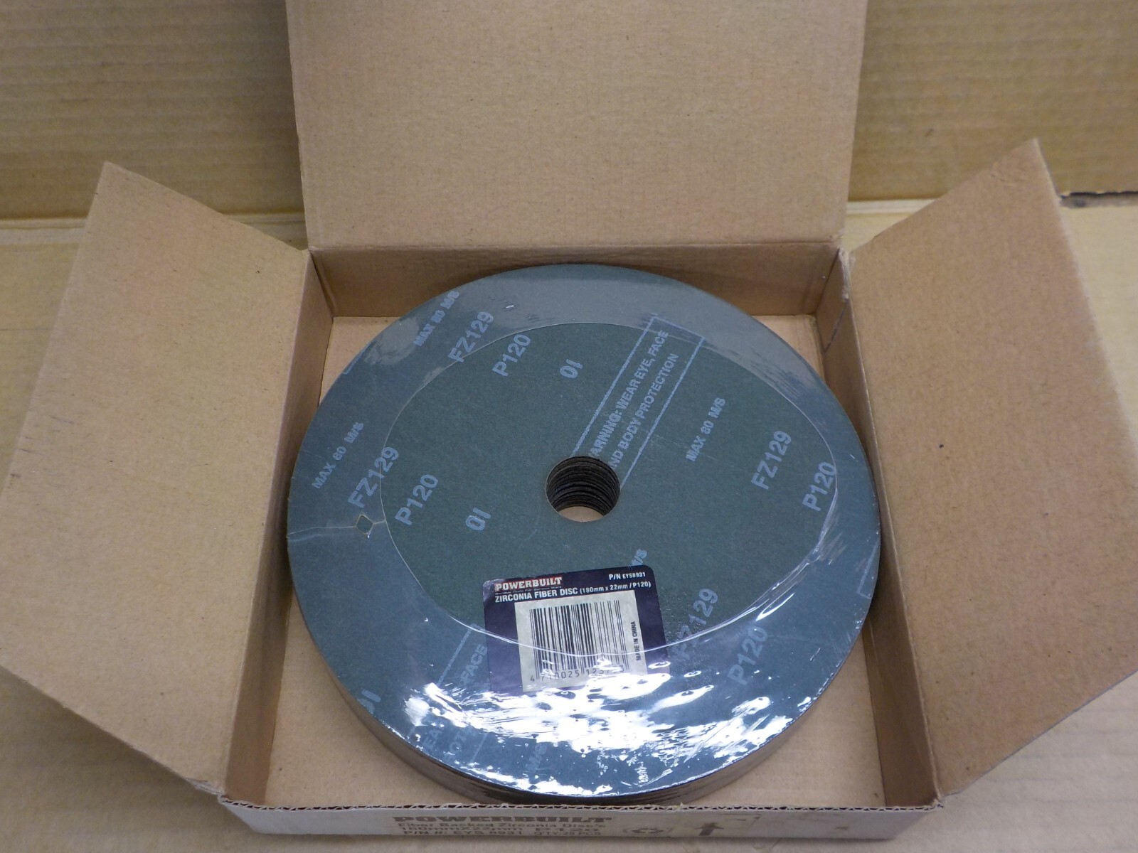Powerbuilt 180x22mm P120 Zirconia Discs, 25 Pack Sanding Discs,