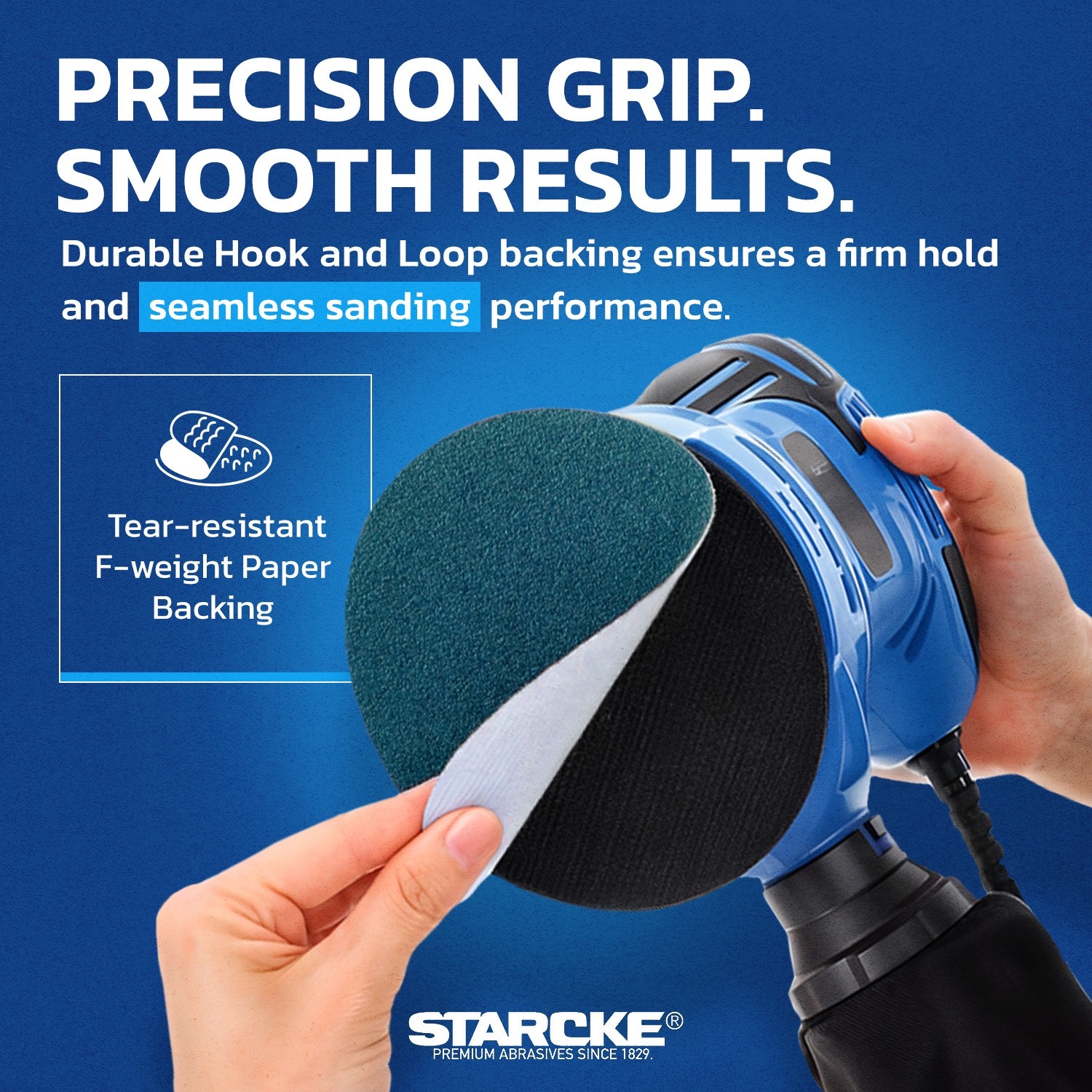 STARCKE 6″ x 15 Hole Zirconia Cloth Hook and Loop Sanding Discs for DA Sander