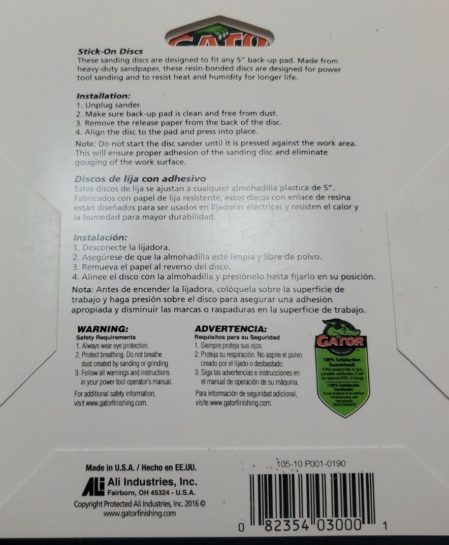 Gator Power sanding disc 5″ 40 & 150 grit lot